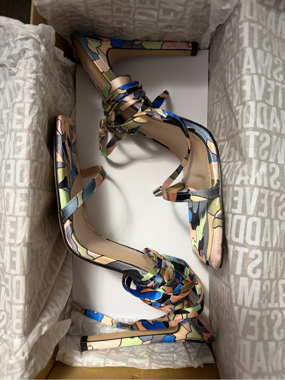 Steve Madden Uplift Camo Multi Lace-Up Heels Size 9.5